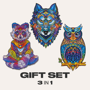 Animals Gift Set #6 (Charming Owl, Emanating Raccoon, Majestic Wolf)